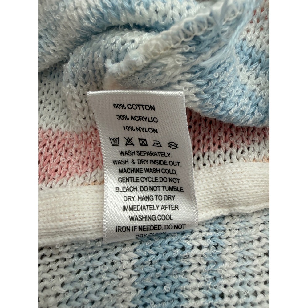 Buc-ee's Womens Pastel Striped Knit Hoodie Sweater V-Neck Medium - Picture 6 of 9